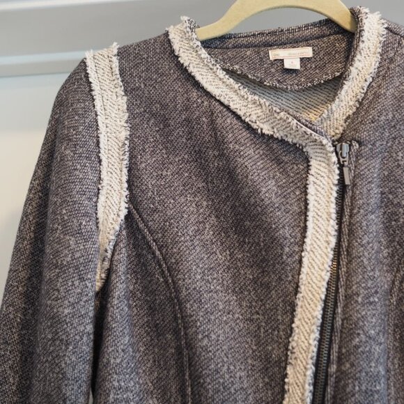 GAP Terry Motto Jacket Sz Small A-Symmetrical Zipper Fur Lining Preppy Style - Picture 5 of 12